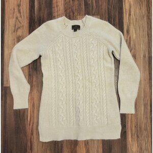 Fenn Wright Manson Ivory Angora Blend Pullover Cable Knit Sweater Size M